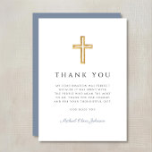 Elegant Dusty Blue Religious Cross Confirmation Bedankkaart