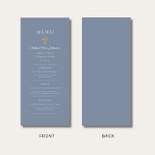 Elegant Dusty Blue Religious Cross First Communion Menu