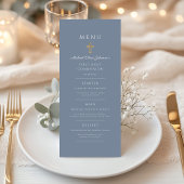 Elegant Dusty Blue Religious Cross First Communion Menu