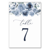 Elégant Dusty Blue Rose Mariage Numéro de table (Dos)