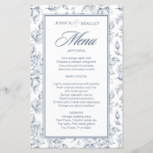 Elegant dusty blue  rozen trouwmenu (Voorkant)