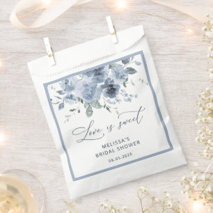 Elegant Dusty Blue Rozen Vrijgezellenfeest Bedankzakje