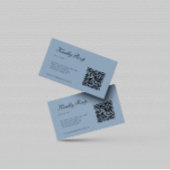 Elegant Dusty Blue RSVP QR Code Weddenschap Informatiekaartje