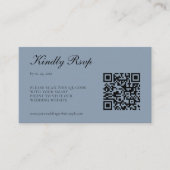 Elegant Dusty Blue RSVP QR Code Weddenschap Informatiekaartje (Voorkant)