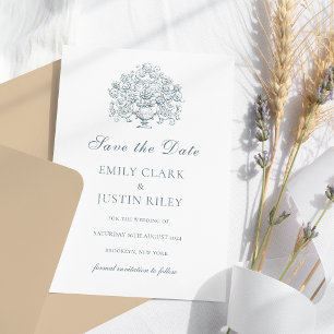  Elegant Dusty Blue Save the Date Bruiloft Kaart