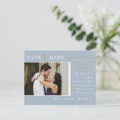 Elegant Dusty Blue Save the Date Calendar QR Code Briefkaart (Staand voorkant)