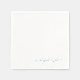 Elegant Dusty Blue Script Couple Names Wedding Servet