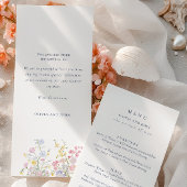 Elegant dusty Blue Script Double Side Wedding  Menu