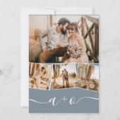 Elegant dusty blue script initialen bruiloft kaart (Achterkant)