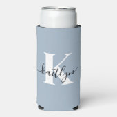 Elegant Dusty Blue Script Monogram (Seltzer Voorkant)