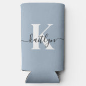 Elegant Dusty Blue Script Monogram (Achterkant)
