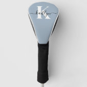 Elegant Dusty Blue Script Monogram Golfheadcover (Voorkant)