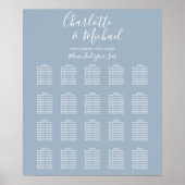Elegant Dusty Blue Signature Wedding Seding Chart Poster (Voorkant)