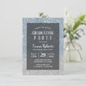 Elegant Dusty Blue & Silver Glitter Afstuderen Kaart (Staand voorkant)