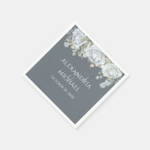 Elegant Dusty Blue Simple Floral Wedding Roos Servet (Hoek)