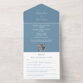 Elégant Dusty Blue tout en un mariage Invitation (À l'intérieur)