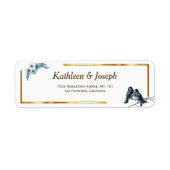 Elegant Dusty Blue Waterverf Blue Birds Wedding L Etiket (Voorkant)