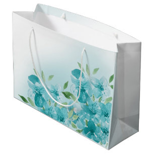 Elegant Dusty Blue Waterverf Field Flowers Groot Cadeauzakje