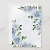 Elegant Dusty Blue Waterverf Floral Baptism Invit Kaart (Achterkant)