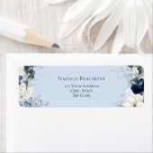 Elegant Dusty Blue Waterverf Floral Etiket (Insitu)