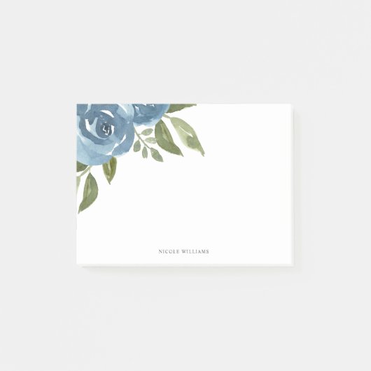Elegant Dusty Blue Waterverf Floral Post-it® Notes (Voorkant)