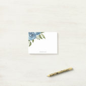 Elegant Dusty Blue Waterverf Floral Post-it® Notes (Op bureau)
