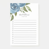 Elegant Dusty Blue Waterverf Floral To-Do lijst Post-it® Notes (Voorkant)