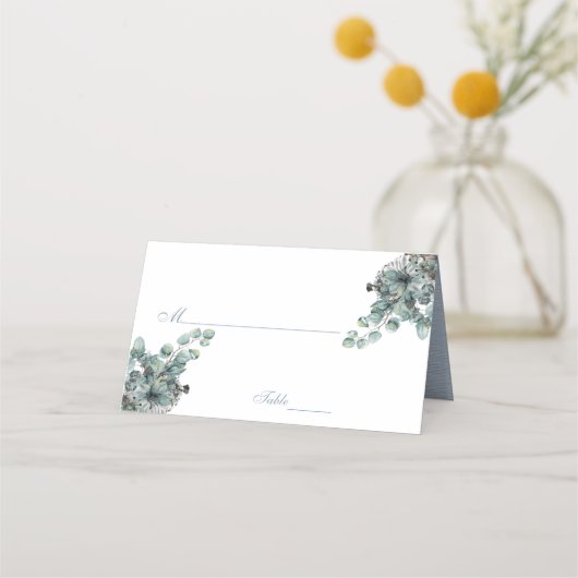 Elegant Dusty Blue Waterverf Floral Wedding (Voorkant)