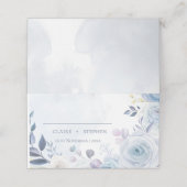 Elegant Dusty Blue Waterverf Floral Wedding Party (Buitenkant ongevouwen)