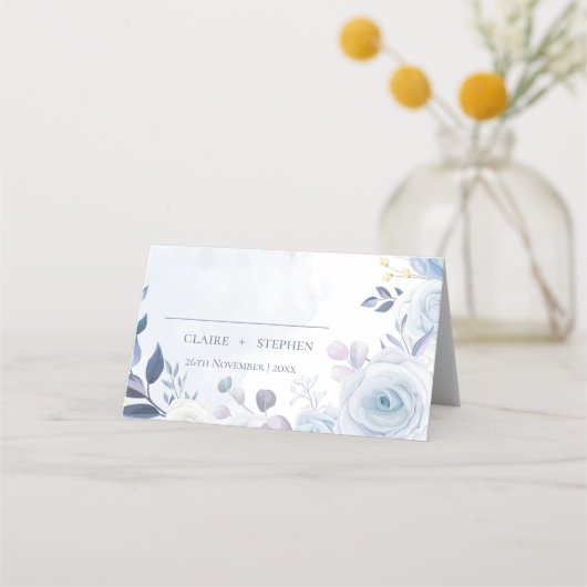 Elegant Dusty Blue Waterverf Floral Wedding Party (Voorkant)