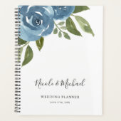 Elegant Dusty Blue Waterverf Floral Wedding Planner (Voorkant)