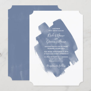 Elegant Dusty Blue Waterverf Wedding Invitations Kaart