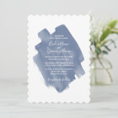 Elegant Dusty Blue Waterverf Wedding Invitations Kaart (Staand voorkant)