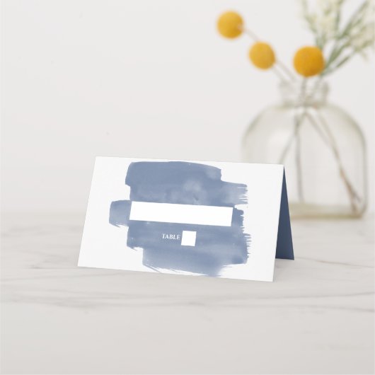 Elegant Dusty Blue Waterverf Wedding Place Card (Voorkant)