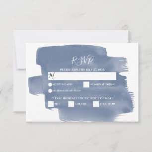 Elegant Dusty Blue Waterverf Wedding RSVP-kaarten RSVP Kaartje
