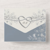 Elegant Dusty Blue Weddenschap in één uitnodiging (Achterkant)