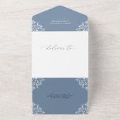 Elegant  Dusty Blue Wedding All In One Uitnodiging (Buitenkant)