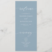 Elegant Dusty Blue Wedding Ceremony Programma (Voorkant)