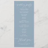 Elegant Dusty Blue Wedding Ceremony Programma (Achterkant)