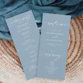 Elegant Dusty Blue Wedding Ceremony Programma