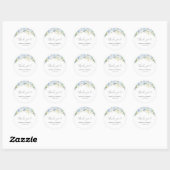 Elegant Dusty Blue Wedding Classic Round Sticker (Feuille)