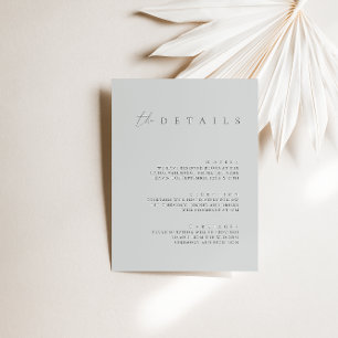 Elegant Dusty Blue Wedding Details Enclosure Card Kaart