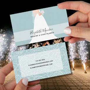 Elegant Dusty Blue Wedding Event Planner Visitekaartje