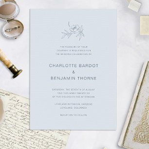 Elegant Dusty Blue Wedding Invitation Kaart