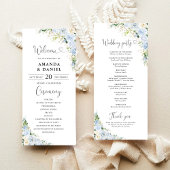 Elegant Dusty Blue Wedding Program Programma