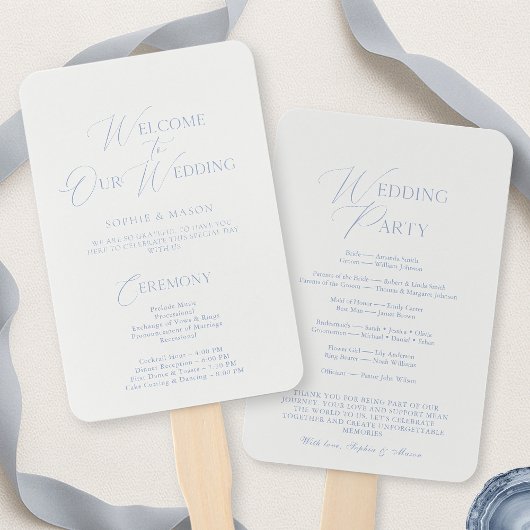 Elegant Dusty Blue Wedding Program & Welcome Sign Handwaaier