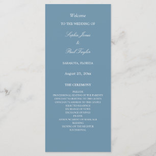 Elégant Dusty Blue Wedding Programme