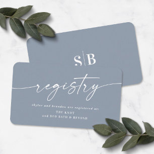 Elegant Dusty Blue Wedding Shower-cadeauregister Informatiekaartje