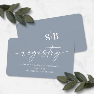 Elegant Dusty Blue Wedding Shower-cadeauregister Informatiekaartje