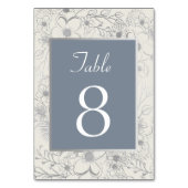 Elegant Dusty Blue Wedding Table Number Kaart (Achterkant)
